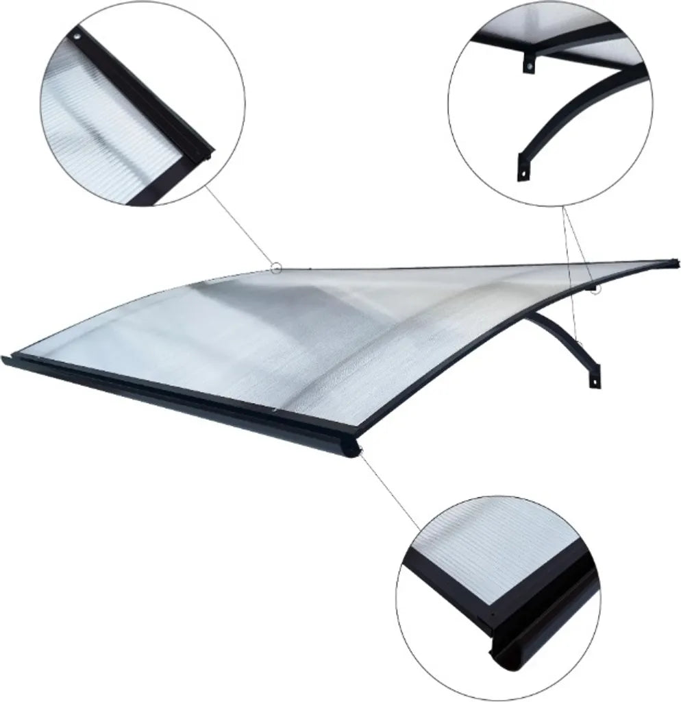 auvent marquise de porte Aluminum STARK 160x100x25cm 6mm polycarbonate