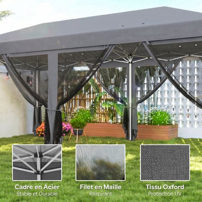 Tonnelle Pliante Pop-up 6 x 3 m moustiquaires amovibles