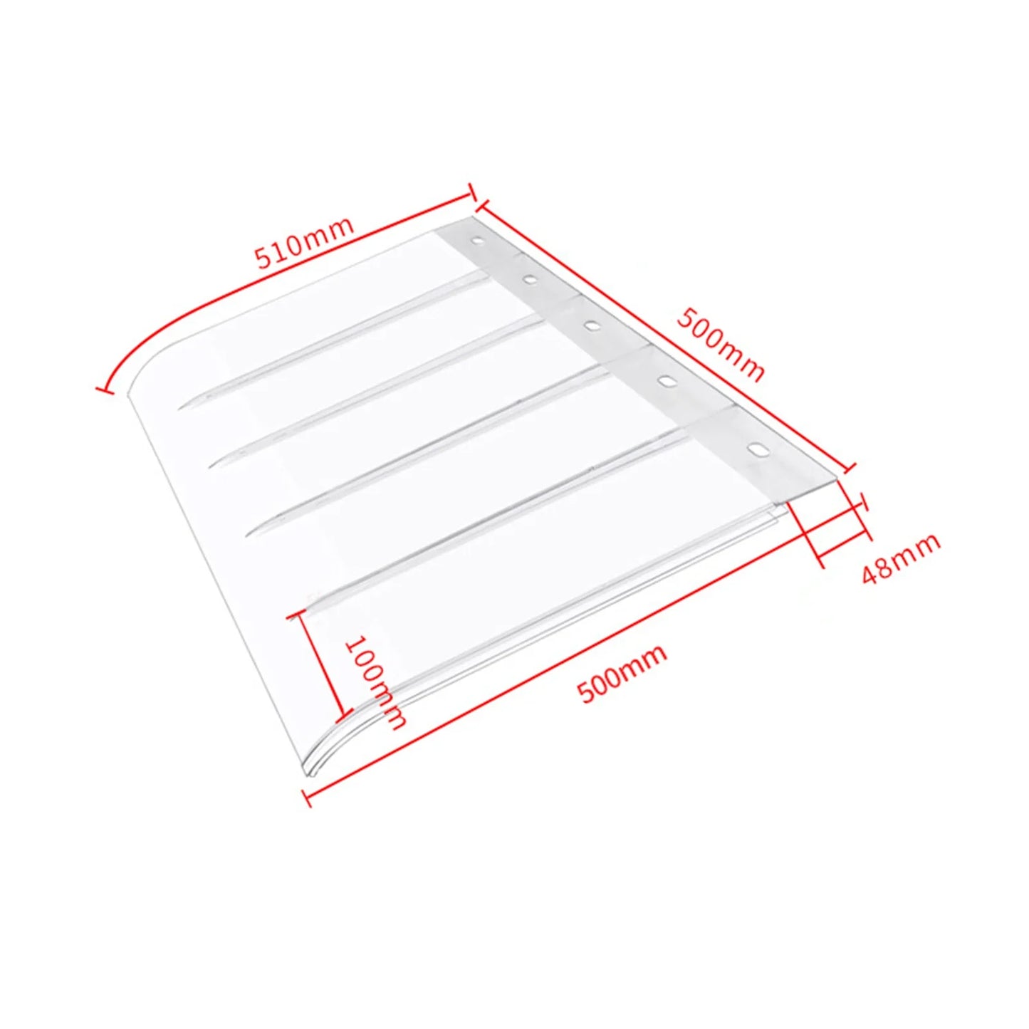 une marquise de porte 50x50cm transparent en polycarbonate
