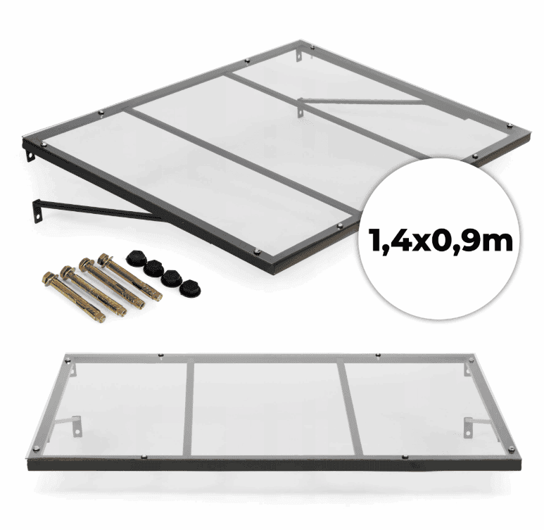 marquise porte moderne ALU 140x90 cm, UV protection