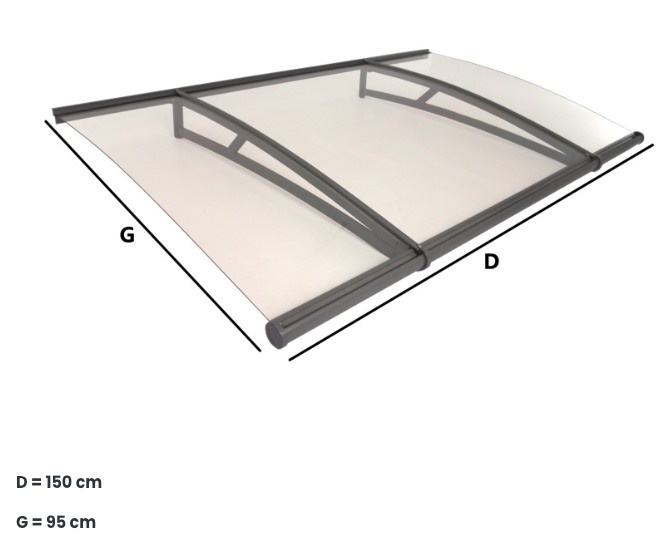 marquise aluminium moderne metal 150x90 cm