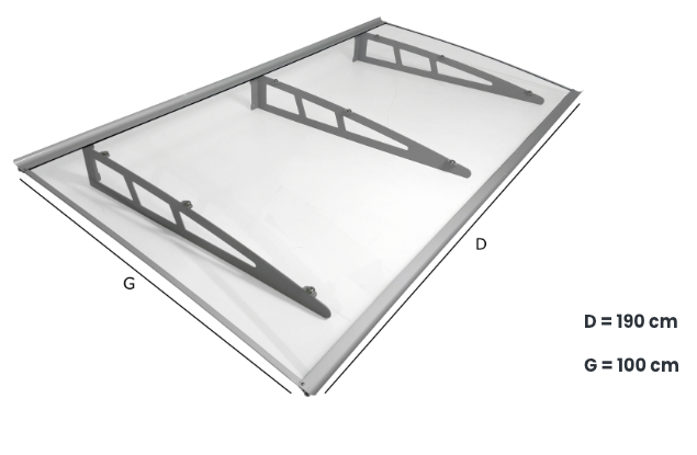 auvent porte d'entrée design metal 190x100 cm