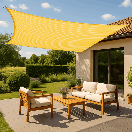 Voile D'ombrage Rectangulaire Jaune et blanc