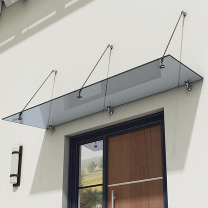 auvent marquise en verre 180cm noir teinté