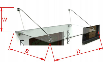 marquise de porte en verre Over 200X90 cm