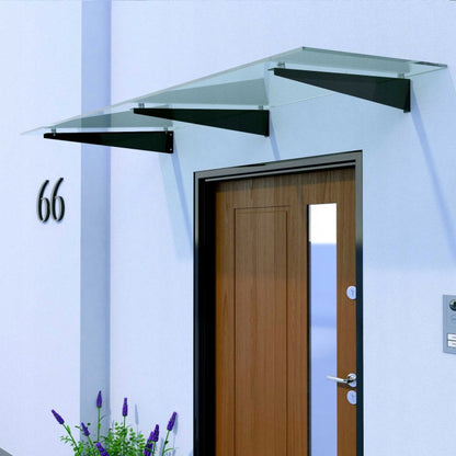 verre armé marquise Over 200x90 cm supports noir en Inox