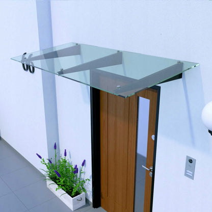 verre armé marquise Over 200x90 cm supports noir en Inox