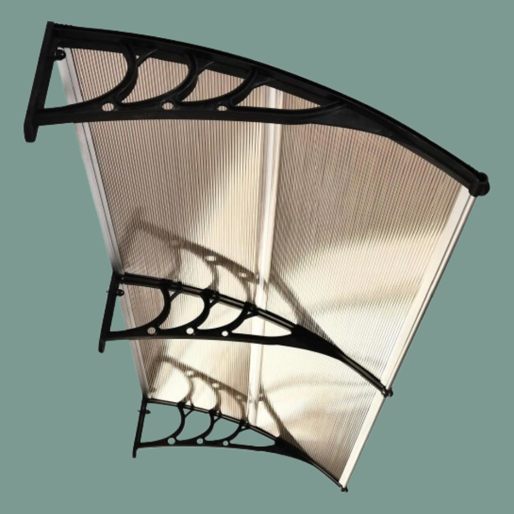 auvent de porte bois 190x100cm marron en polycarbonate