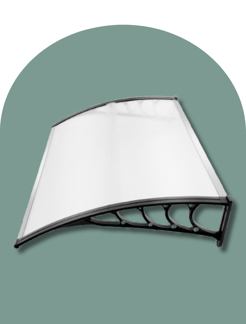 auvent marquise contemporaine 150x90cm transparent et noir en polycarbonate