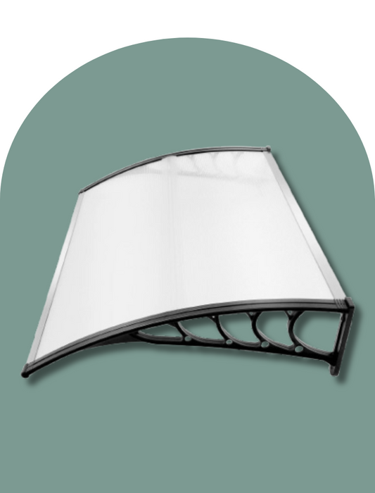 auvent marquise contemporaine 150x90cm transparent et noir en polycarbonate