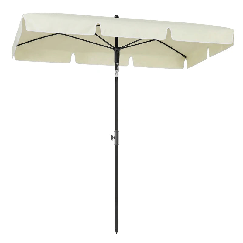 Parasol de jardin droit rectangulaire inclinable 2 x 1,3 m beige clair