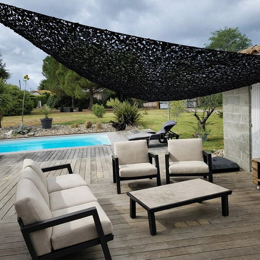 Filet de camouflage rectangulaire design camouflage noir 180g/m²