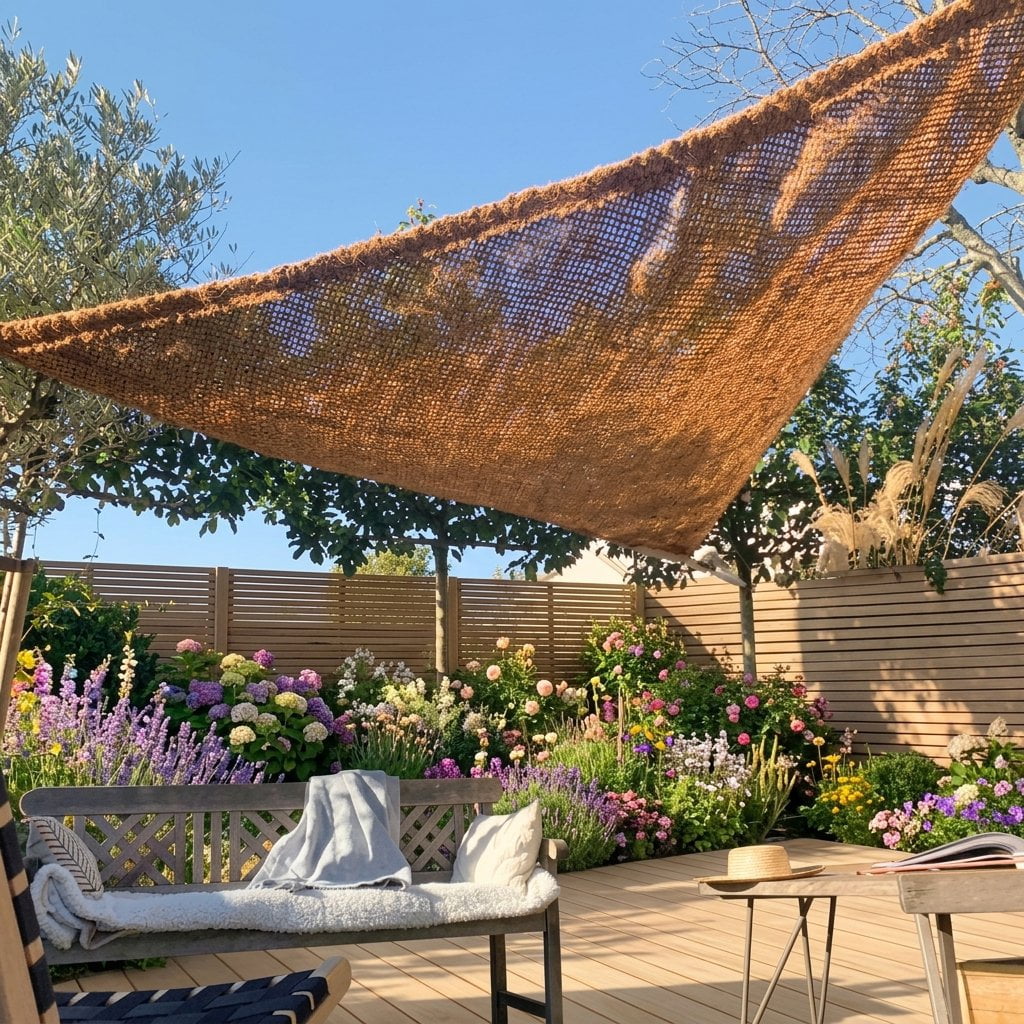 Voile d'ombrage fibre de coco triangulaire