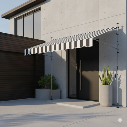 auvent toile terrasse 200x120cm noir et noir en tissu waterproof