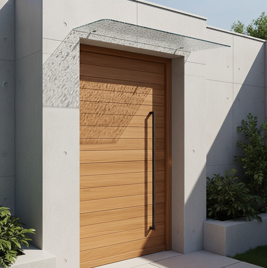 une marquise de porte 50x50cm transparent en polycarbonate