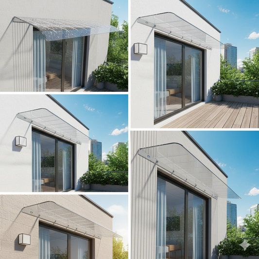 une marquise de porte 50x50cm transparent en polycarbonate