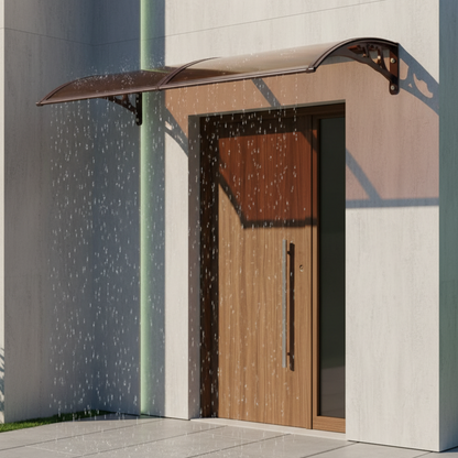 marquise et auvent de porte 160x60cm marron en polycarbonate