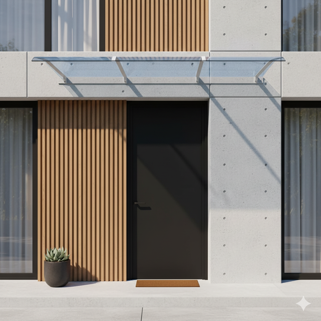 marquise et auvent 120x40cm transparent en polycarbonate