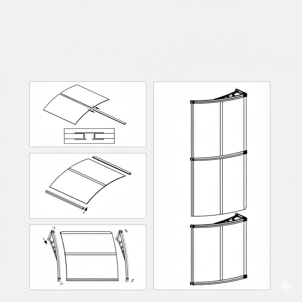 marquise de porte en bois 80x40cm marron en polycarbonate