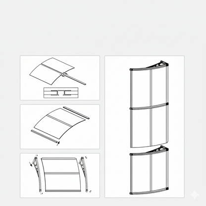 marquise de porte en bois 80x40cm marron en polycarbonate
