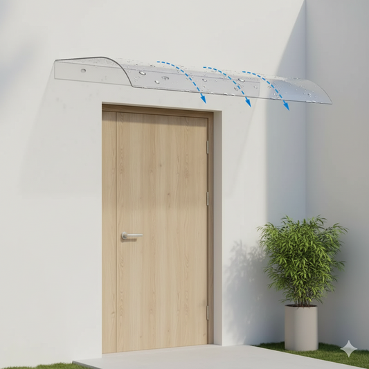 auvents et marquises de porte 100x40cm transparent en polycarbonate