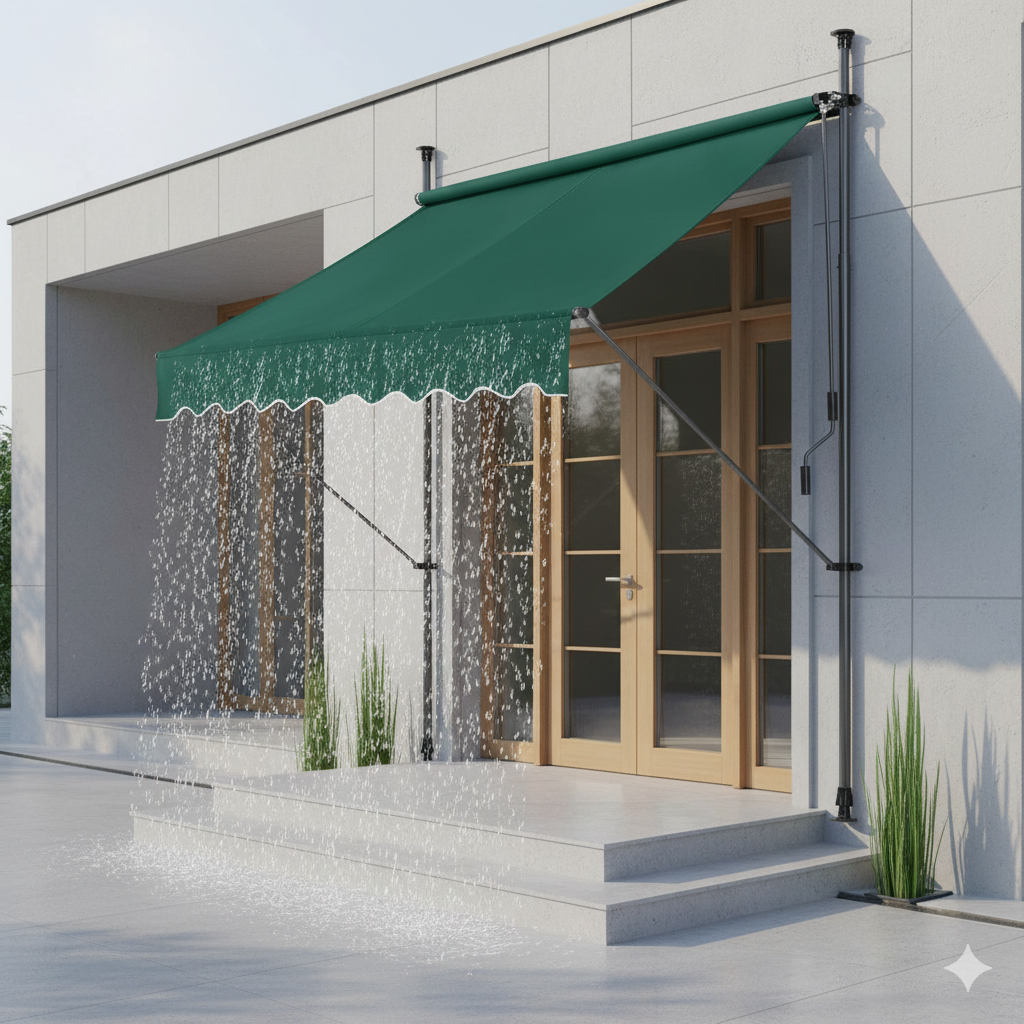 auvent terrasse rétractablevert en tissu imperméable 200 à 400x120cm