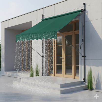 auvent terrasse rétractablevert en tissu imperméable 200 à 400x120cm