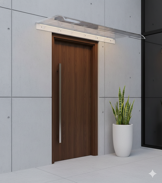 auvent de porte moderne, marquise de porte moderne 50 x 100 cm transparent en polycarbonate