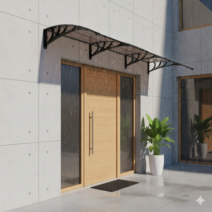 auvent de porte 300 x 100 cm polycarbonate noir et marron