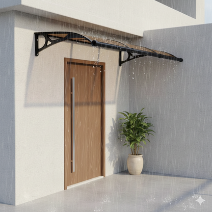 ancienne marquise de porte 80x60cm polycarbonate noir et marron