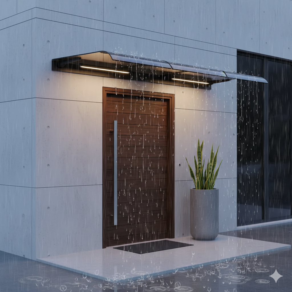 abri marquise auvent 60x40cm brun en polycarbonate