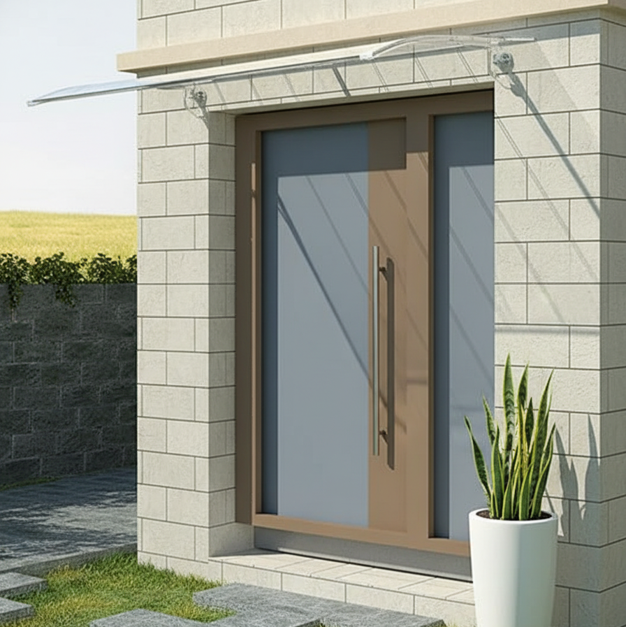 abri de porte marquise 40x40cm transparent en polycarbonate