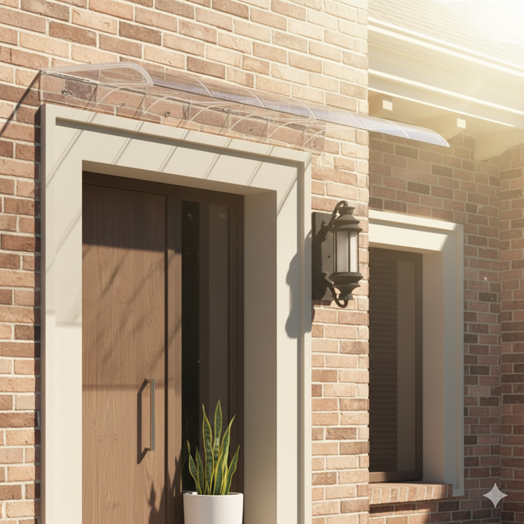 abri de porte marquise 40x40cm transparent en polycarbonate