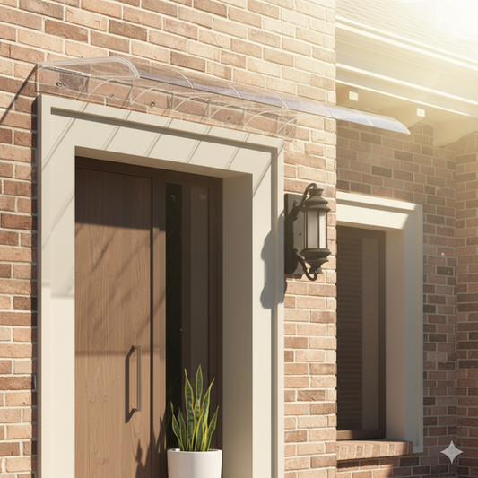 abri de porte marquise 40x40cm transparent en polycarbonate