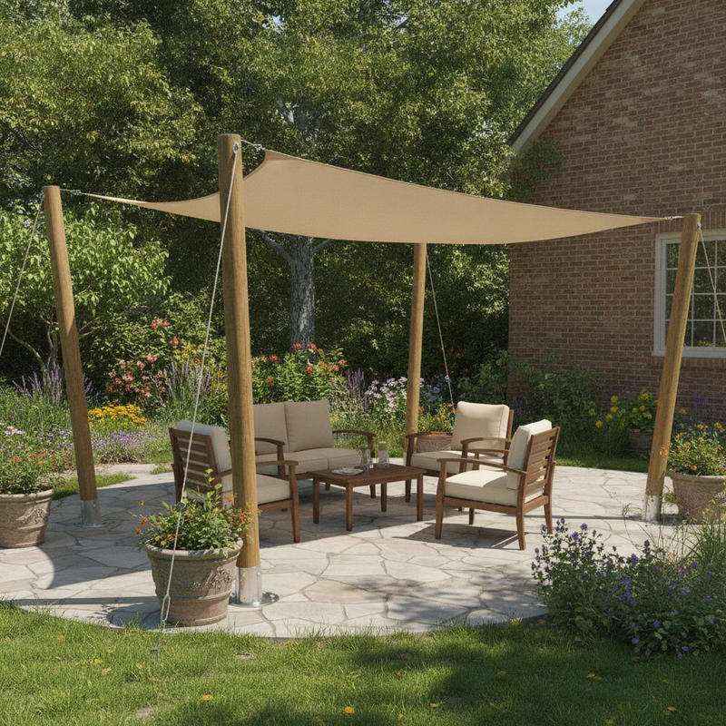 Voile d'ombrage trapeze marron taupe
