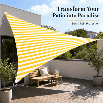 Voile d'ombrage triangulaire jaune blanc