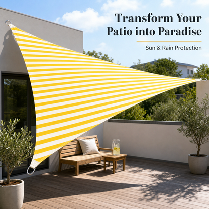 Voile d'ombrage triangulaire jaune blanc