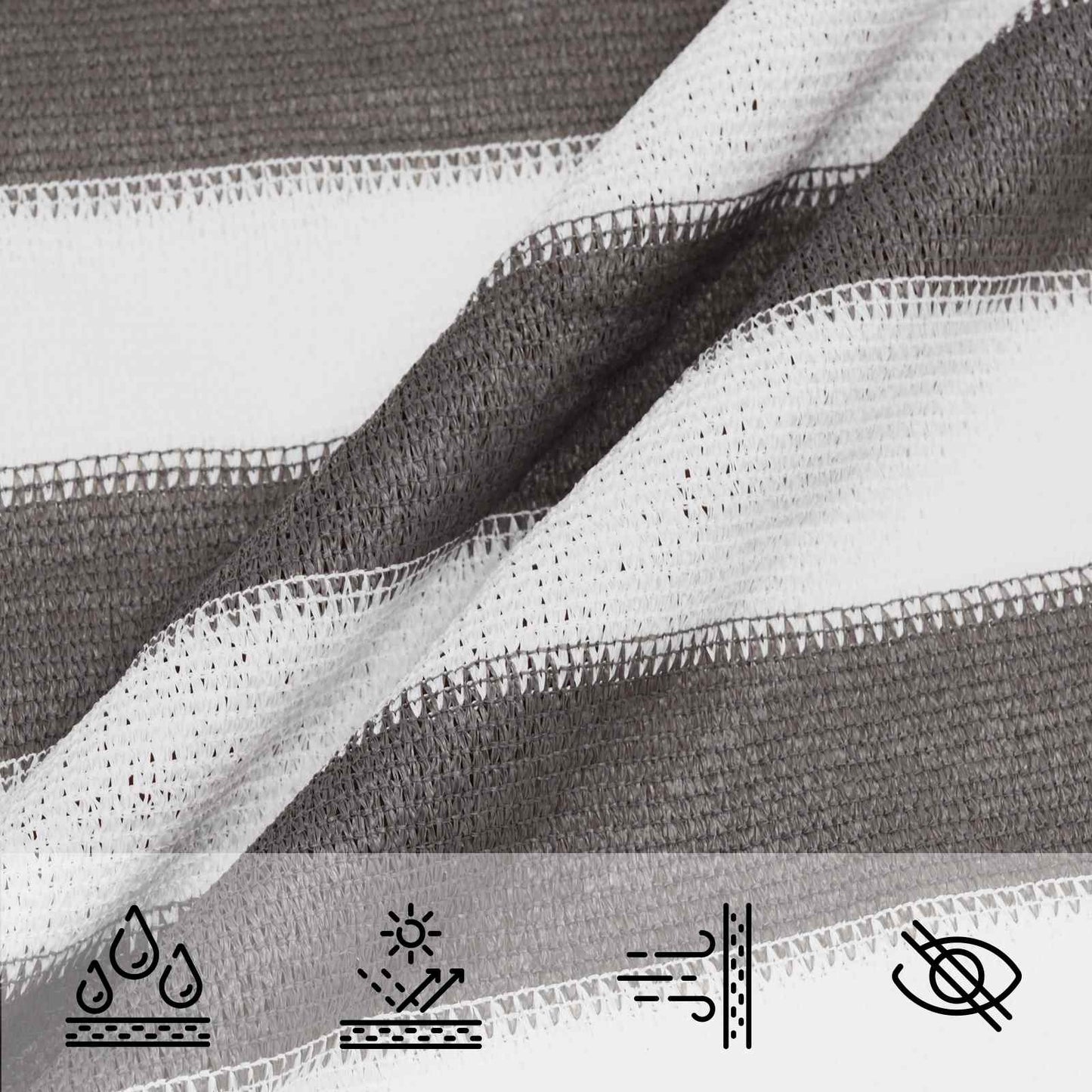 Toile d'ombrage rectangulaire noir et blanc