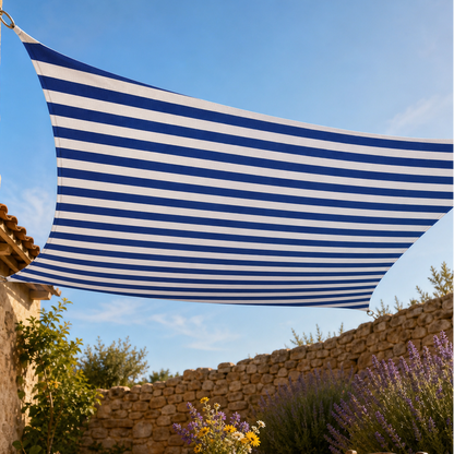 Voile d'ombrage carré bleu et blanc