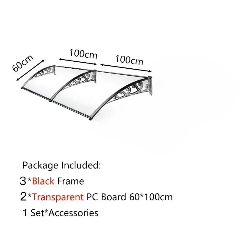 marquise de porte blanc 200x60cm transparent en polycarbonate