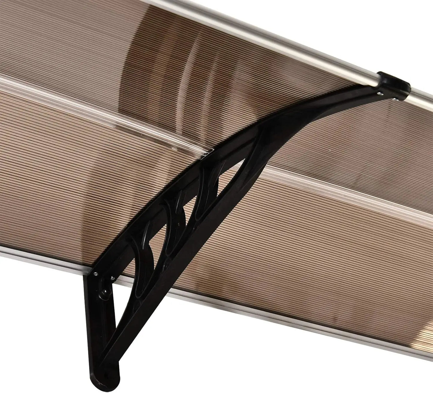 auvent de porte bois 190x100cm marron en polycarbonate