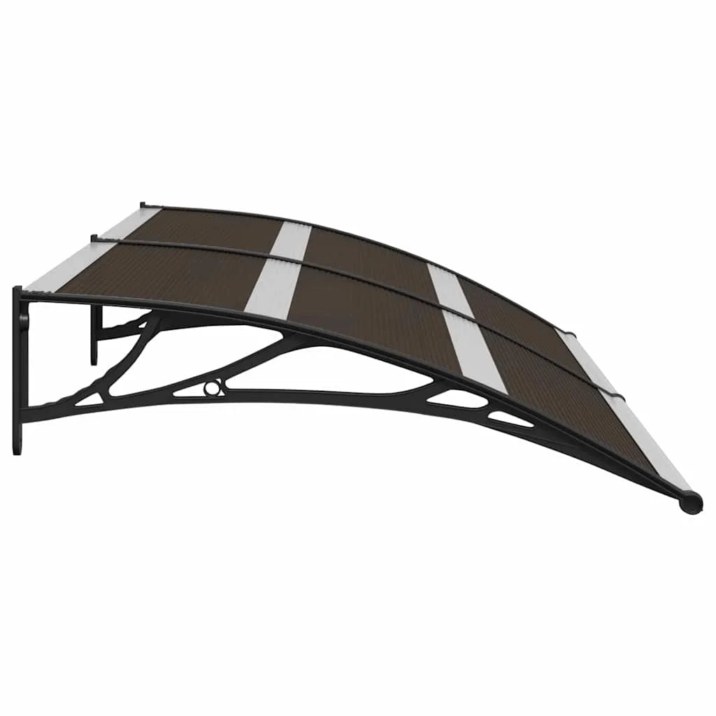 auvent de porte exterieur 200x75cm transparent marron en polycarbonate