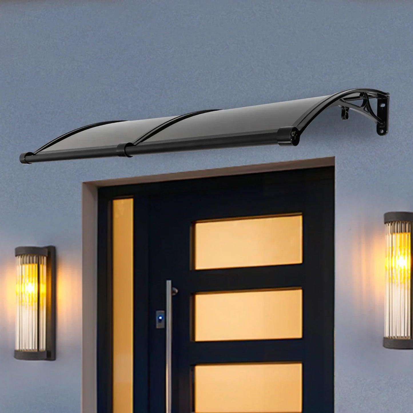 auvent de porte d'entrée 120 x 60 cm noir en polycarbonate