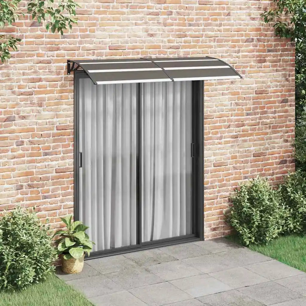 auvent de porte exterieur 200x75cm transparent marron en polycarbonate