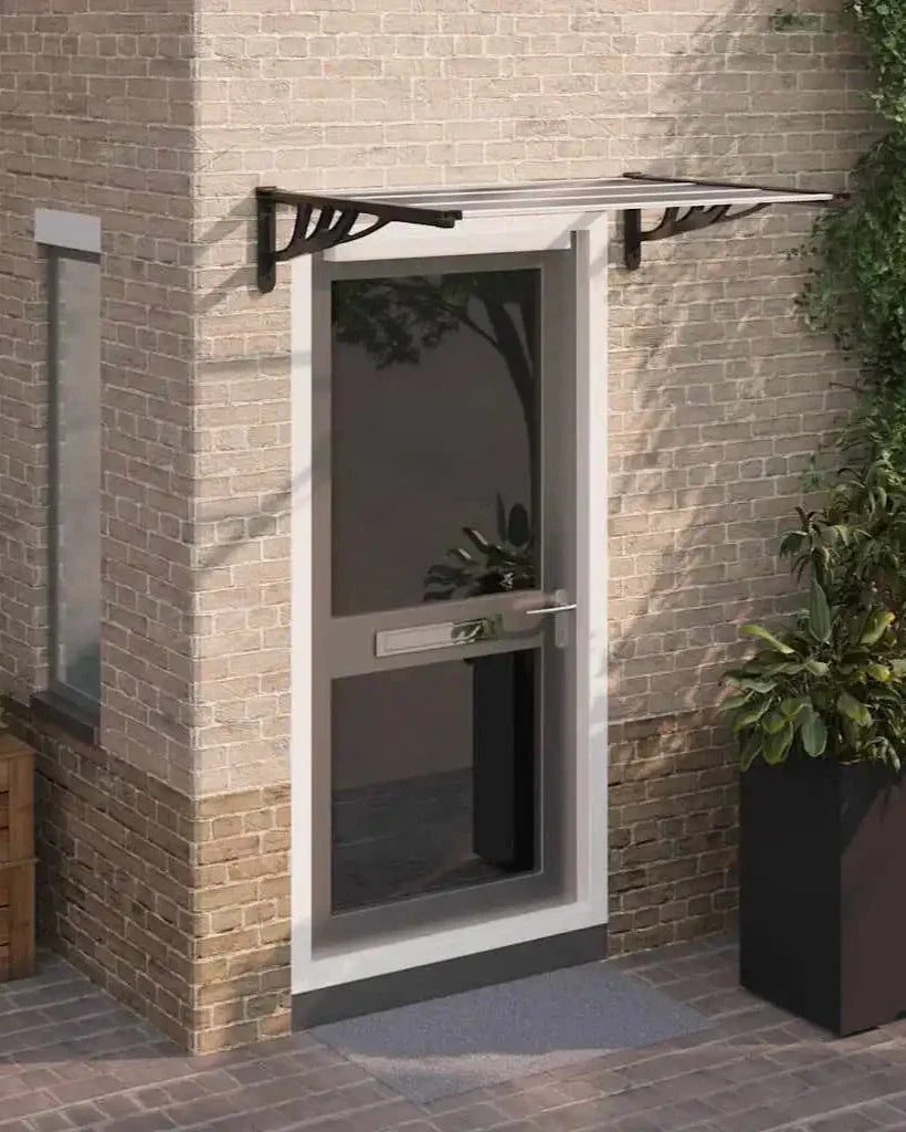 devant de porte marquise 120x90cm transparent en polycarbonate