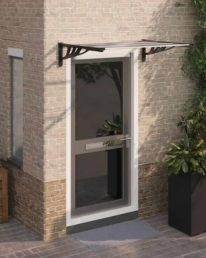 devant de porte marquise 120x90cm transparent en polycarbonate