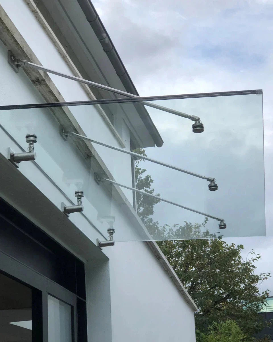 marquise de porte en verre 200x75cm