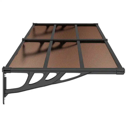marquise auvent moderne 240x90cm marron et noir en polycarbonate