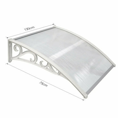 marquise pour dessus de porte 120x75cm transparent en polycarbonate
