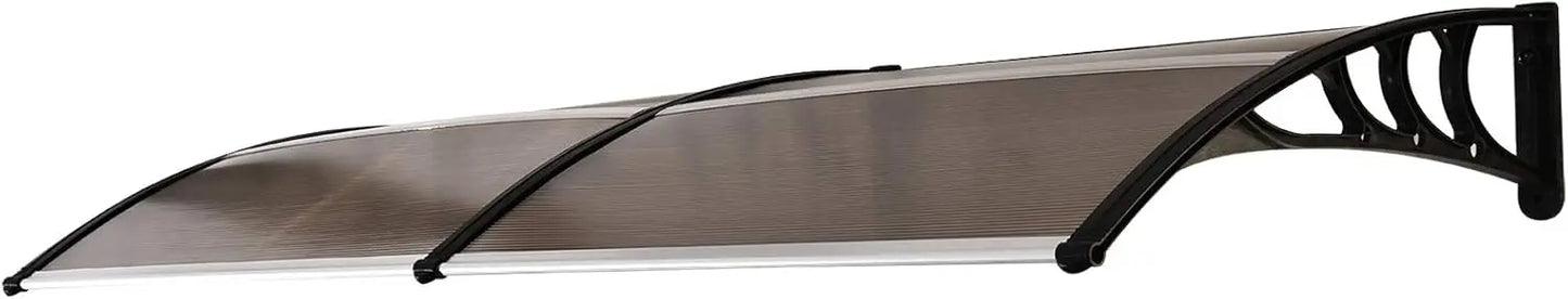 auvent de porte bois 190x100cm marron en polycarbonate